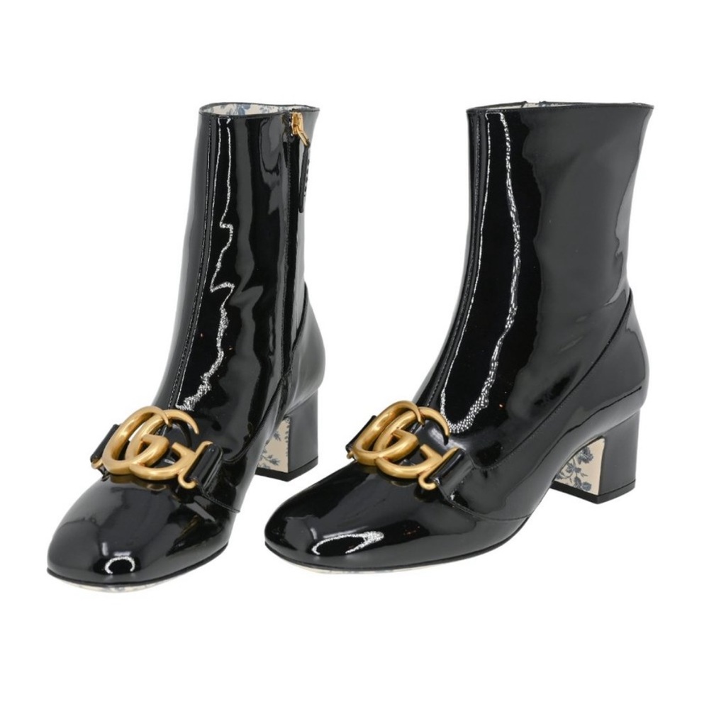 Gucci GG Marmont patent leather boots size 37.5